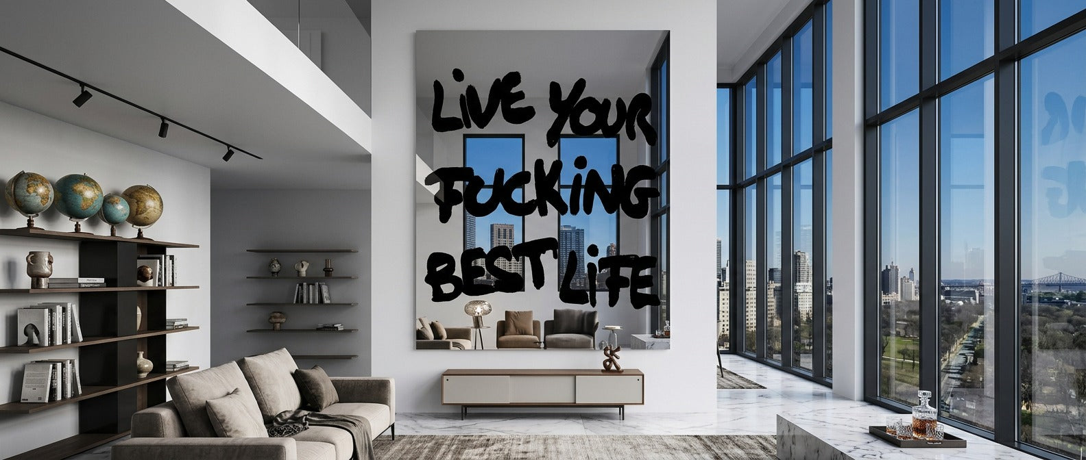 DOTCOMCANVAS live your f***ing best life Acrylglasbild Banner