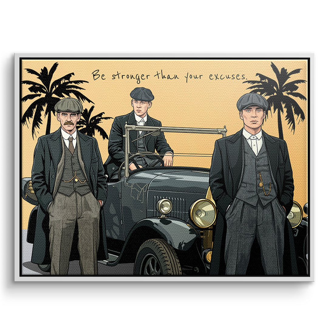 DOTCOMCANVAS Be stronger than your excuses Leinwandbild Vorderansicht weißer Rahmen