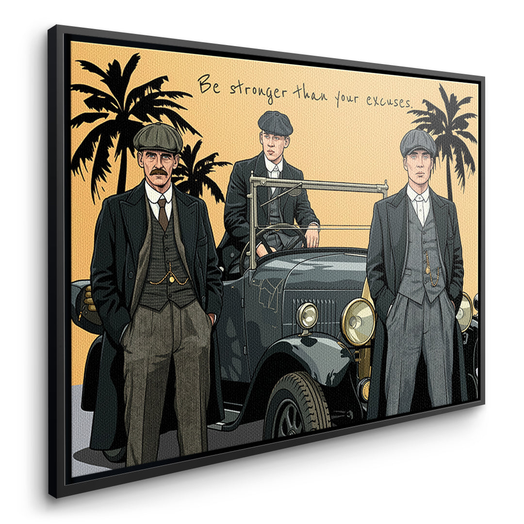 DOTCOMCANVAS Be stronger than your excuses Leinwandbild Seitenansicht schwarzer Rahmen