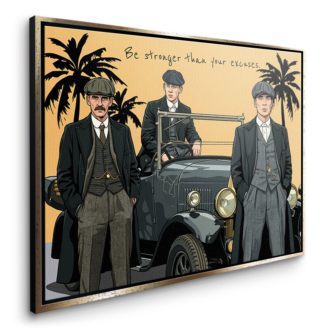 DOTCOMCANVAS Be stronger than your excuses Leinwandbild Seitenansicht goldener Rahmen