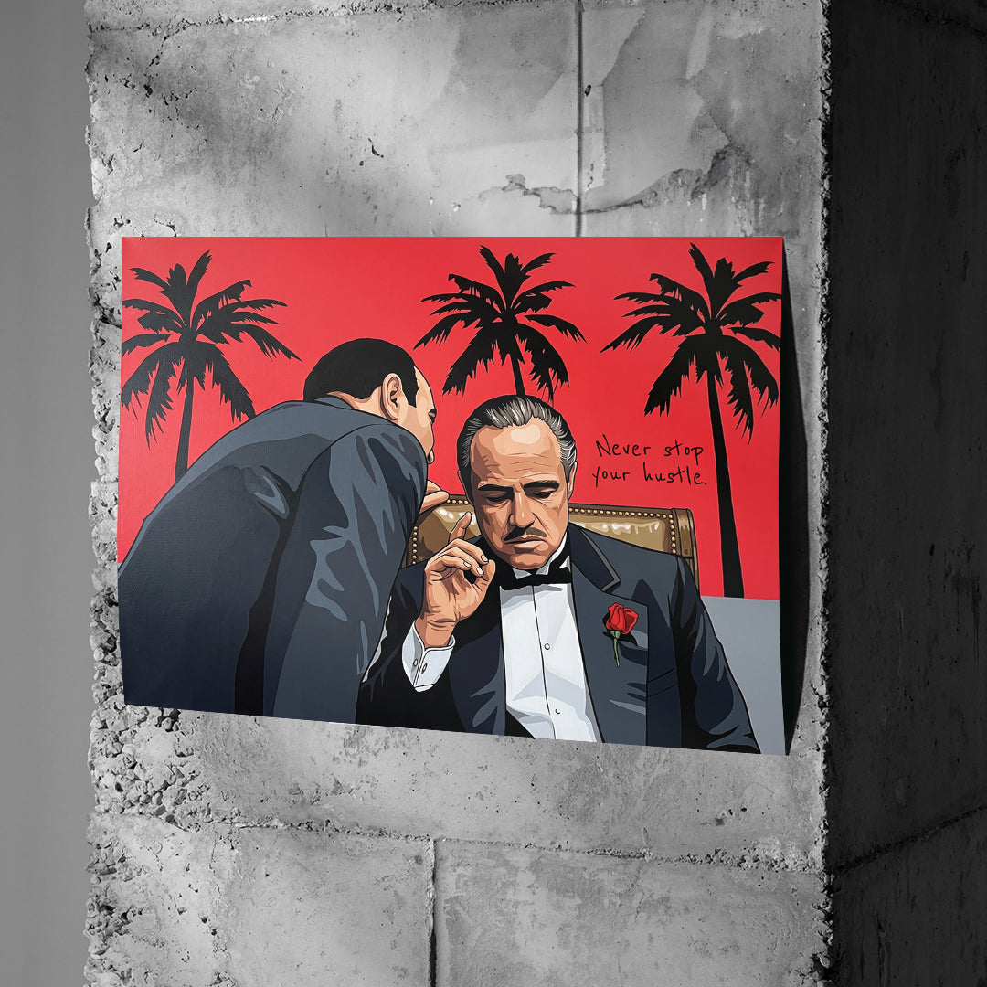 DOTCOMCANVAS Never stop your hustle Poster an Betonwand