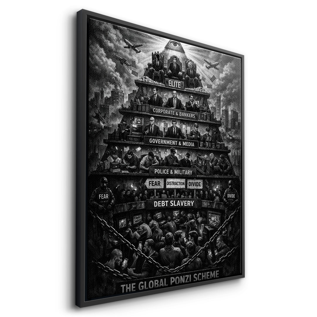 Elite Pyramide Leinwand Seitenansicht schwarzer Rahmen