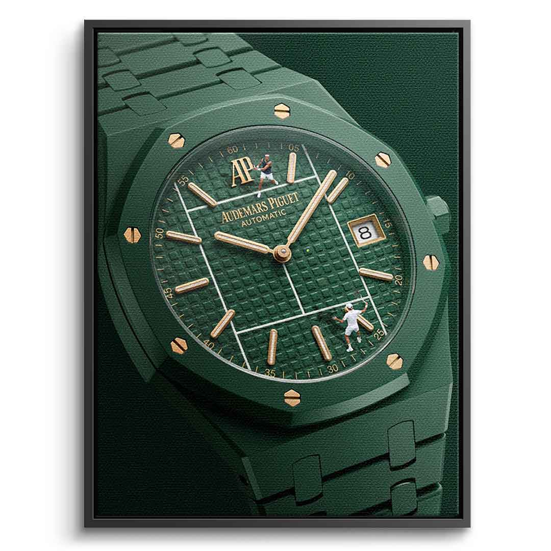 Luxury Timepiece – Tennis Leinwandbild Silberner Rahmen