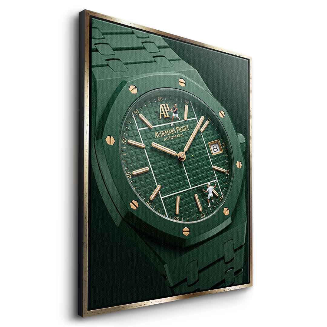 Luxury Timepiece – Tennis Leinwandbild Seitenansicht Goldener Rahmen