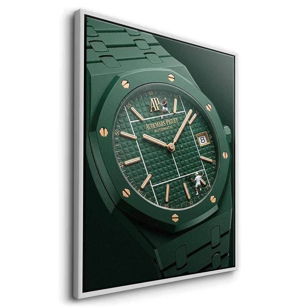 Luxury Timepiece – Tennis Leinwandbild Seitenansicht Silberner Rahmen