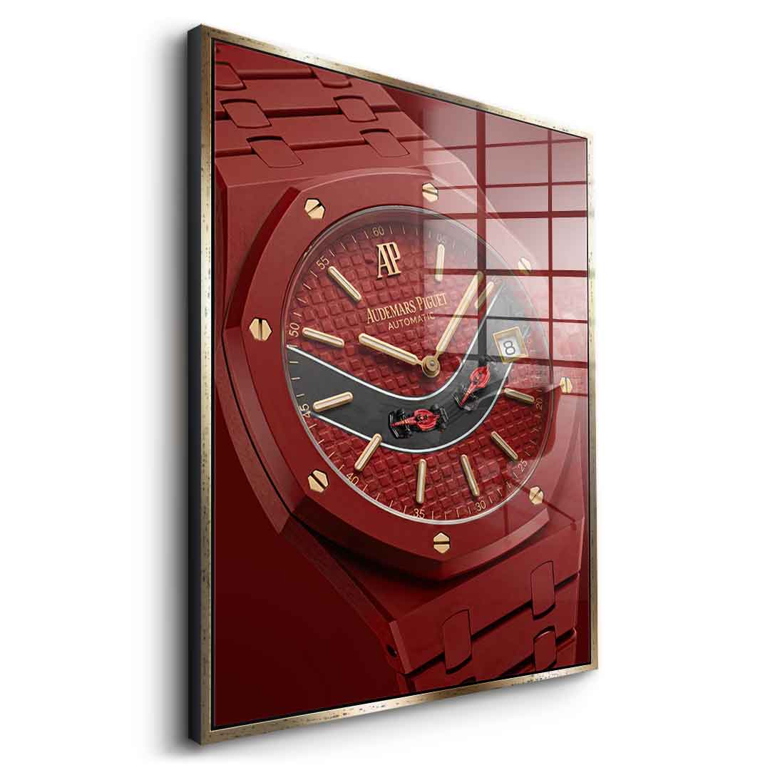 Luxury Timepiece Formula 1 Acrylglasbild Seitenansicht silberner Rahmen