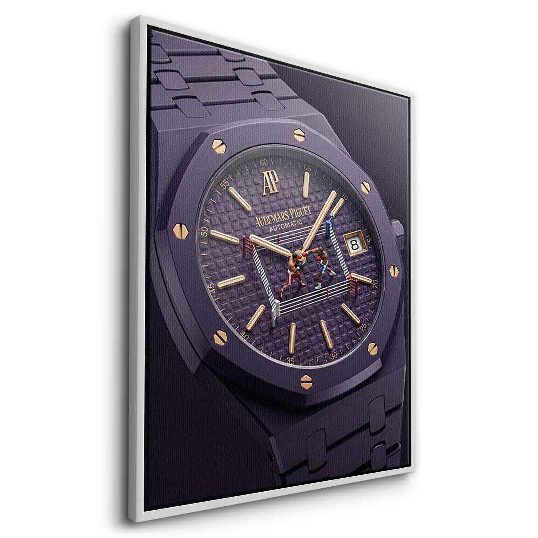 Luxury Timepiece – Boxing Leinwandbild Seitenansicht silberner Rahmen