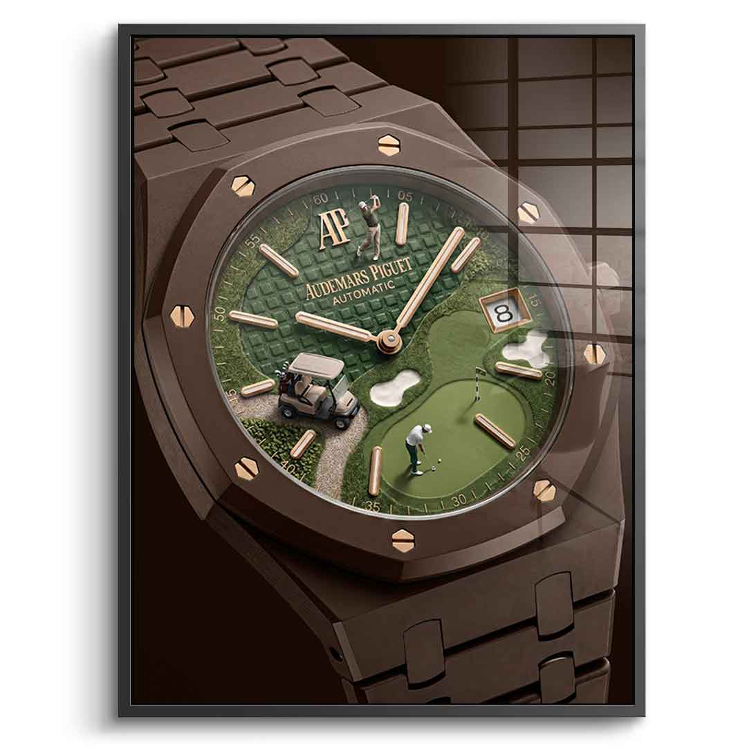 Luxury Timepiece – Golf Acrylglasbild Silber