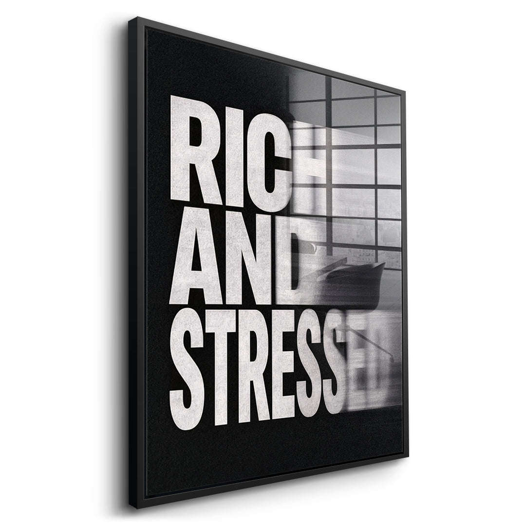 Rich and Stressed (Motion Blur) Acrylglas Seitenansicht schwarzer Rahmen