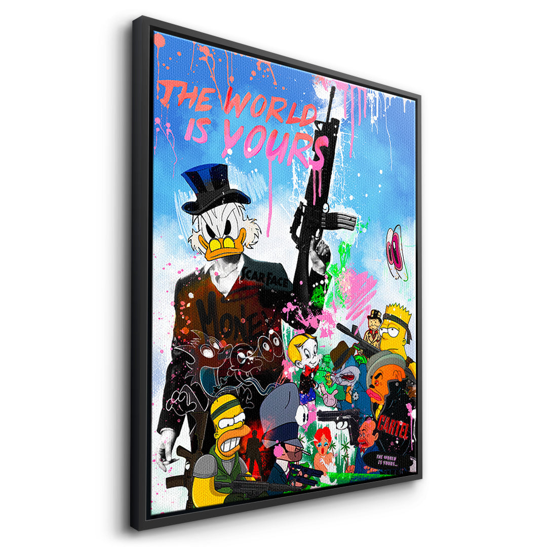 DOTCOMCANVAS Cartoon Cartel Leinwandbild Seitenansicht mit schwarzem Rahmen