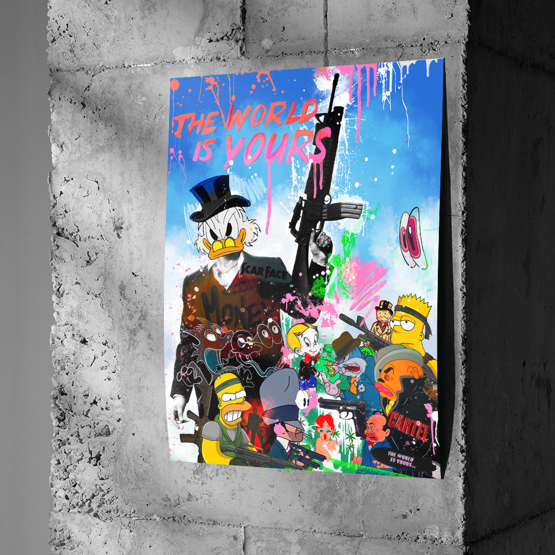 DOTCOMCANVAS Cartoon Cartel Poster auf Betonwand