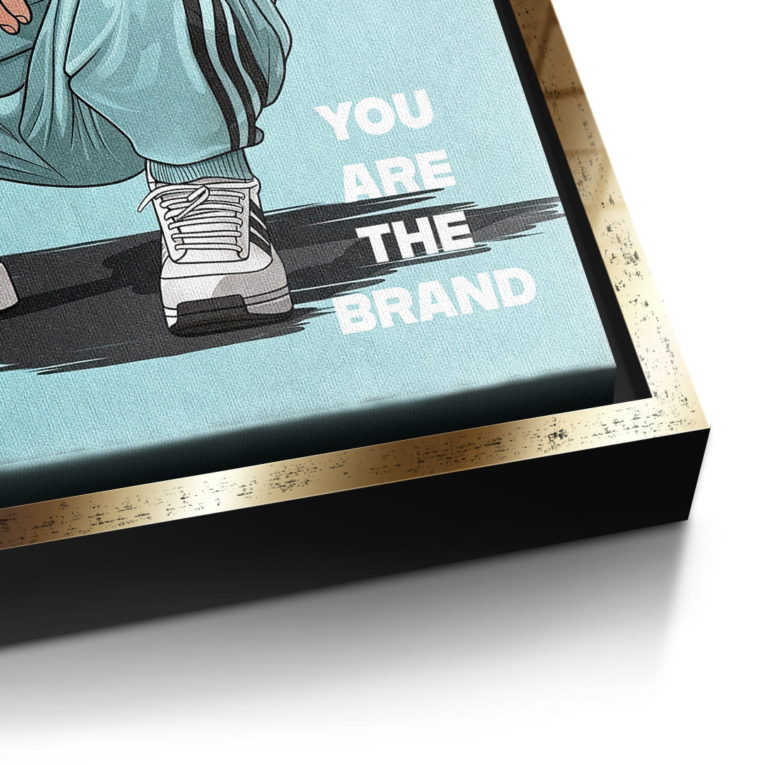 DOTCOMCANVAS Angela Merkel Swag Leinwandbild Detailansicht goldener Rahmen