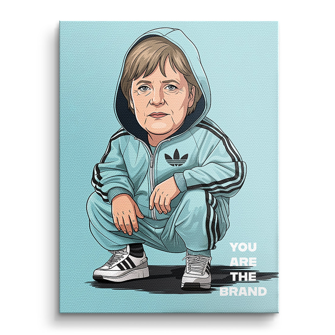 DOTCOMCANVAS Angela Merkel Swag Leinwandbild Vorderansicht ohne Rahmen
