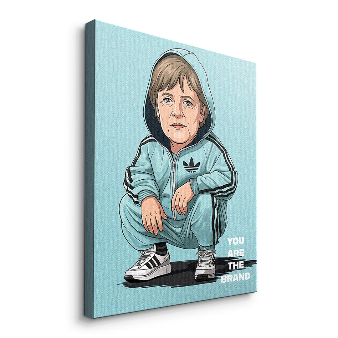 DOTCOMCANVAS Angela Merkel Swag Leinwandbild Seitenansicht ohne Rahmen