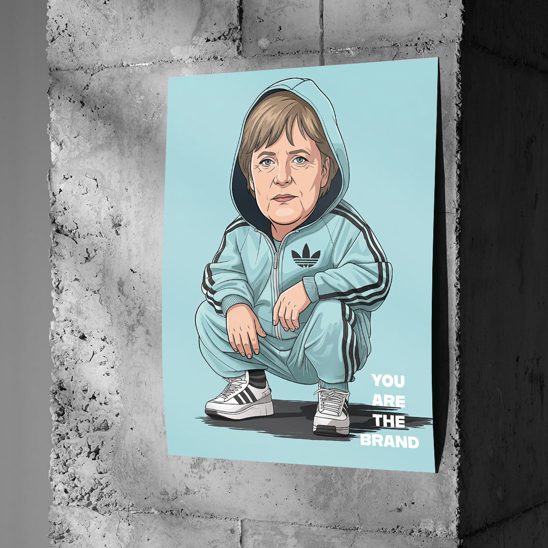 DOTCOMCANVAS Angela Merkel Swag Poster an Betonwand