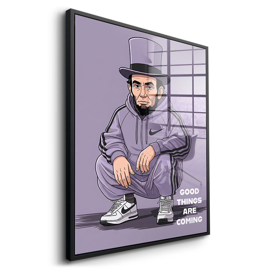 DOTCOMCANVAS Abraham Lincoln Swag Acrylglasbild Seitenansicht schwarzer Rahmen
