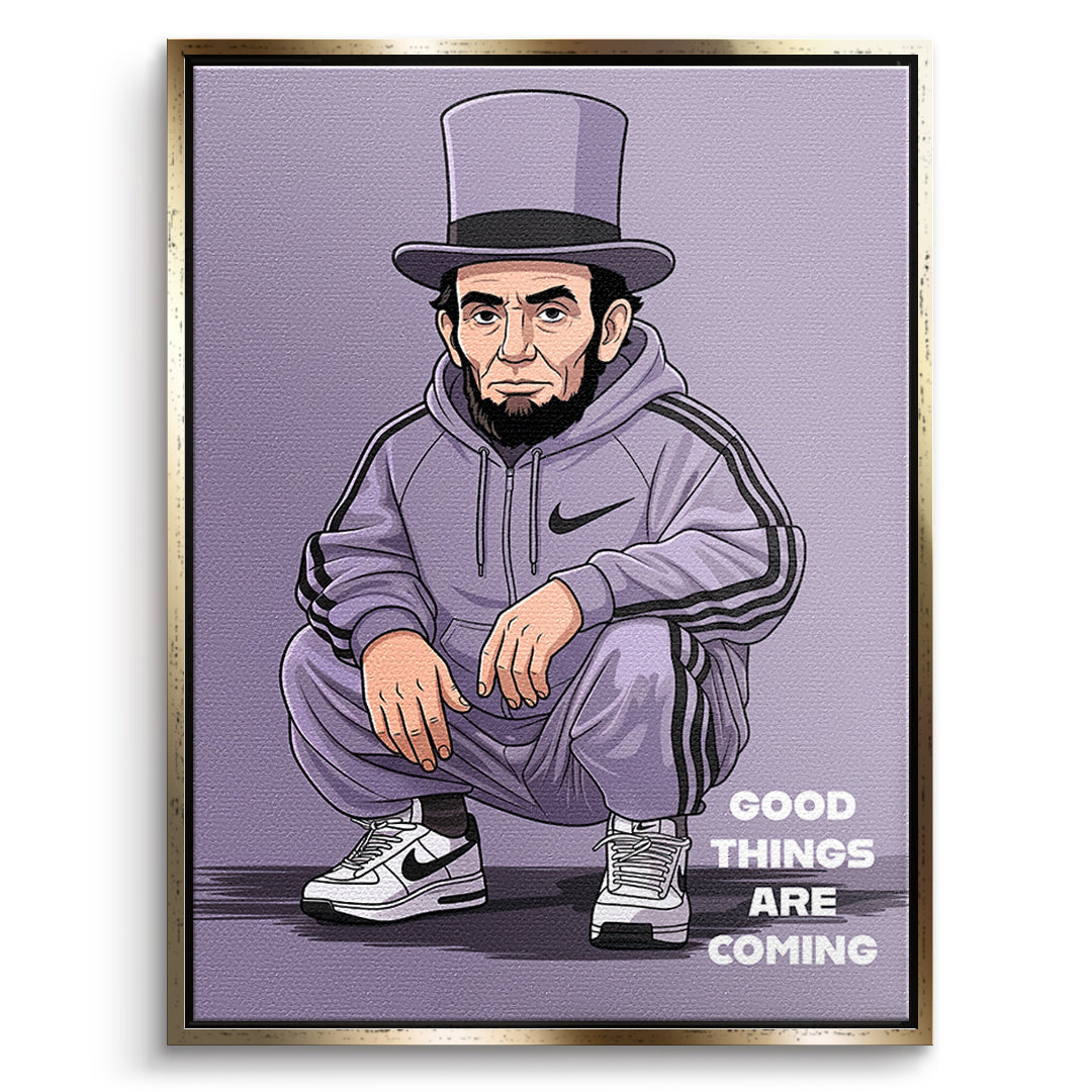 DOTCOMCANVAS Abraham Lincoln Swag Leinwandbild Vorderansicht goldener Rahmen