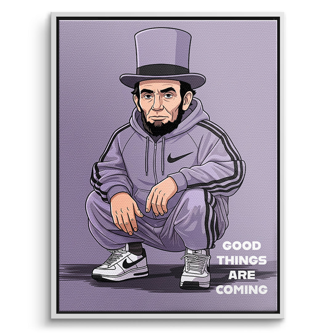 DOTCOMCANVAS Abraham Lincoln Swag Leinwandbild Vorderansicht weißer Rahmen