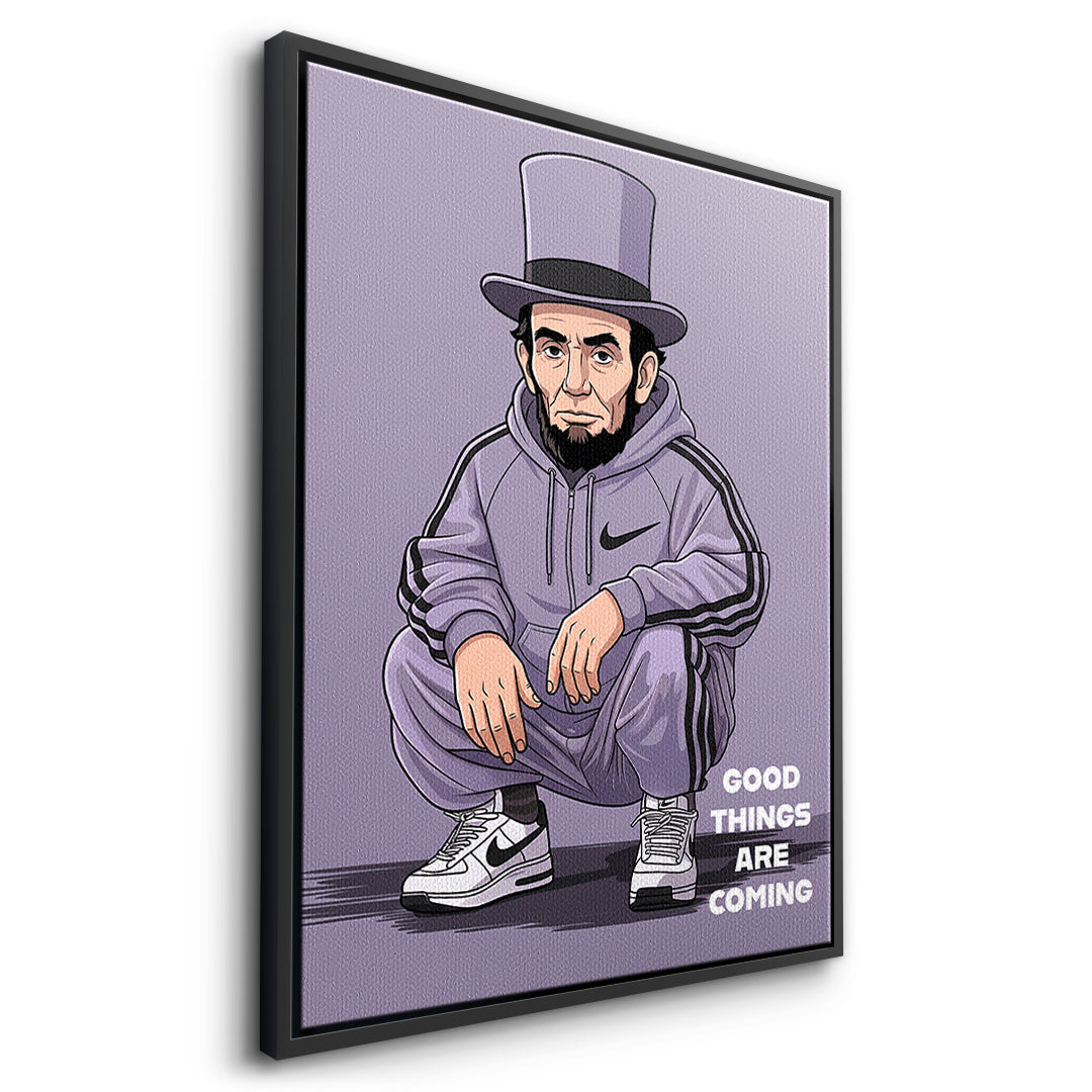 DOTCOMCANVAS Abraham Lincoln Swag Leinwandbild Seitenansicht schwarzer Rahmen