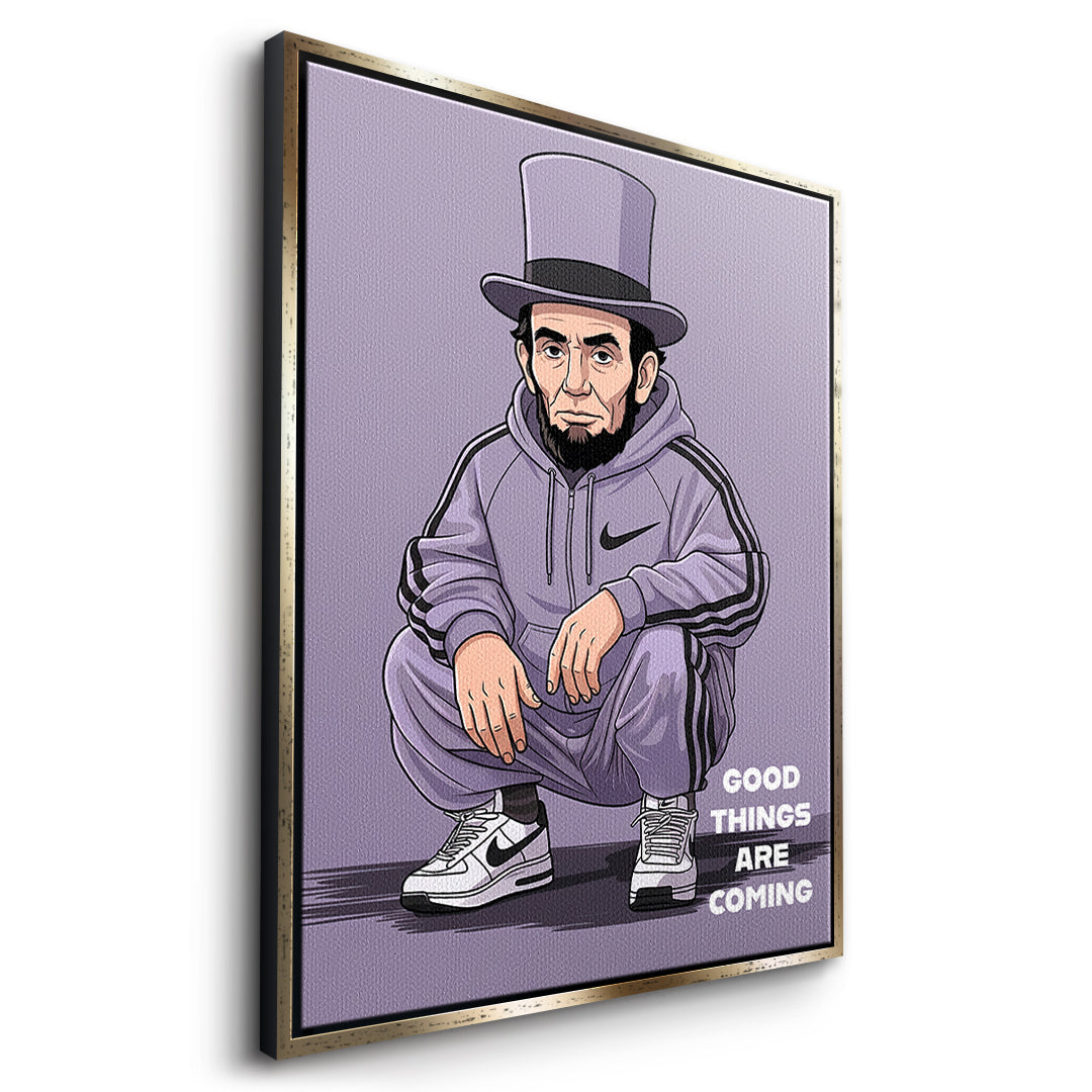 DOTCOMCANVAS Abraham Lincoln Swag Leinwandbild Seitenansicht goldener Rahmen