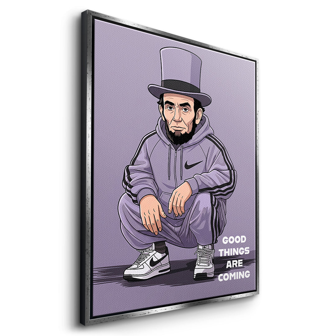 DOTCOMCANVAS Abraham Lincoln Swag Leinwandbild Seitenansicht silberner Rahmen