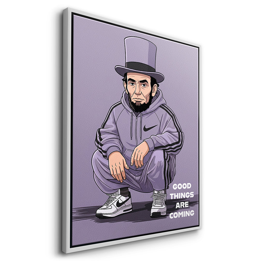 DOTCOMCANVAS Abraham Lincoln Swag Leinwandbild Seitenansicht weißer Rahmen