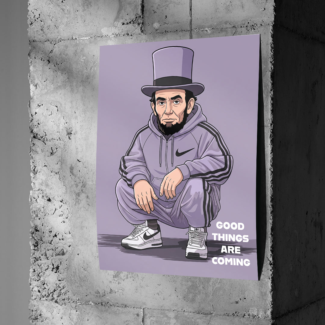 DOTCOMCANVAS Abraham Lincoln Swag Poster an Betonwand