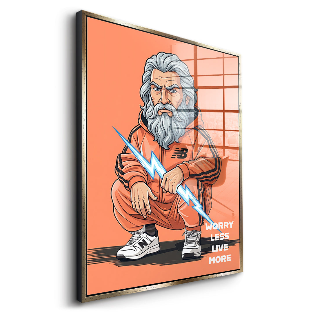 DOTCOMCANVAS Zeus Swag Acrylglasbild Seitenansicht goldener Rahmen
