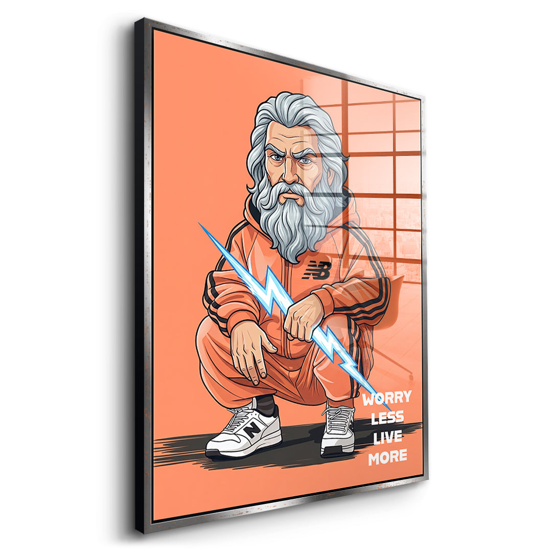 DOTCOMCANVAS Zeus Swag Acrylglasbild Seitenansicht silberner Rahmen