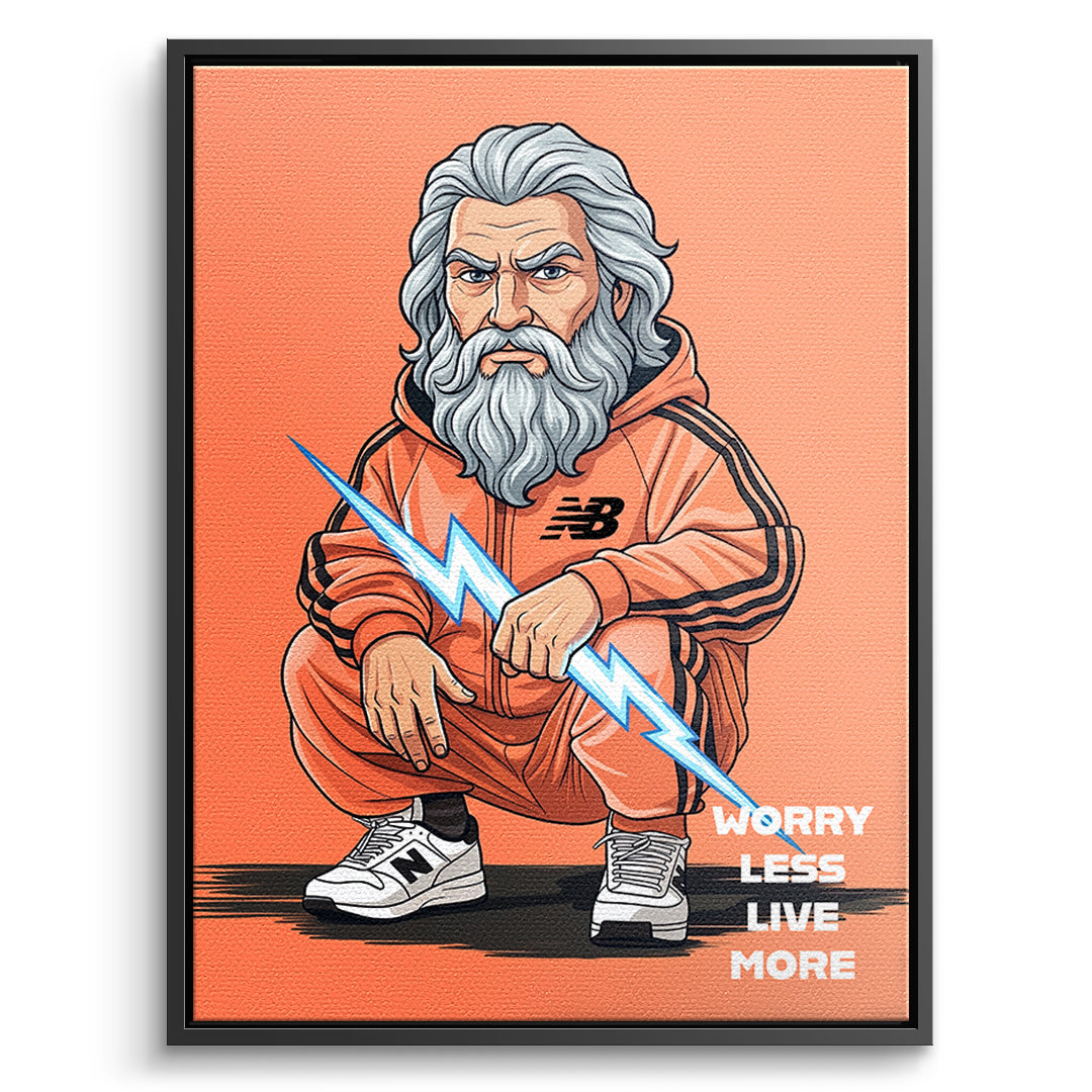 DOTCOMCANVAS Zeus Swag Leinwandbild Vorderansicht schwarzer Rahmen