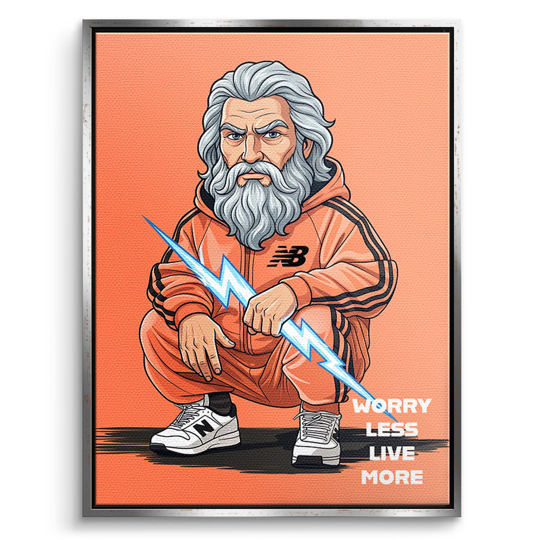 DOTCOMCANVAS Zeus Swag Leinwandbild Vorderansicht silberner Rahmen