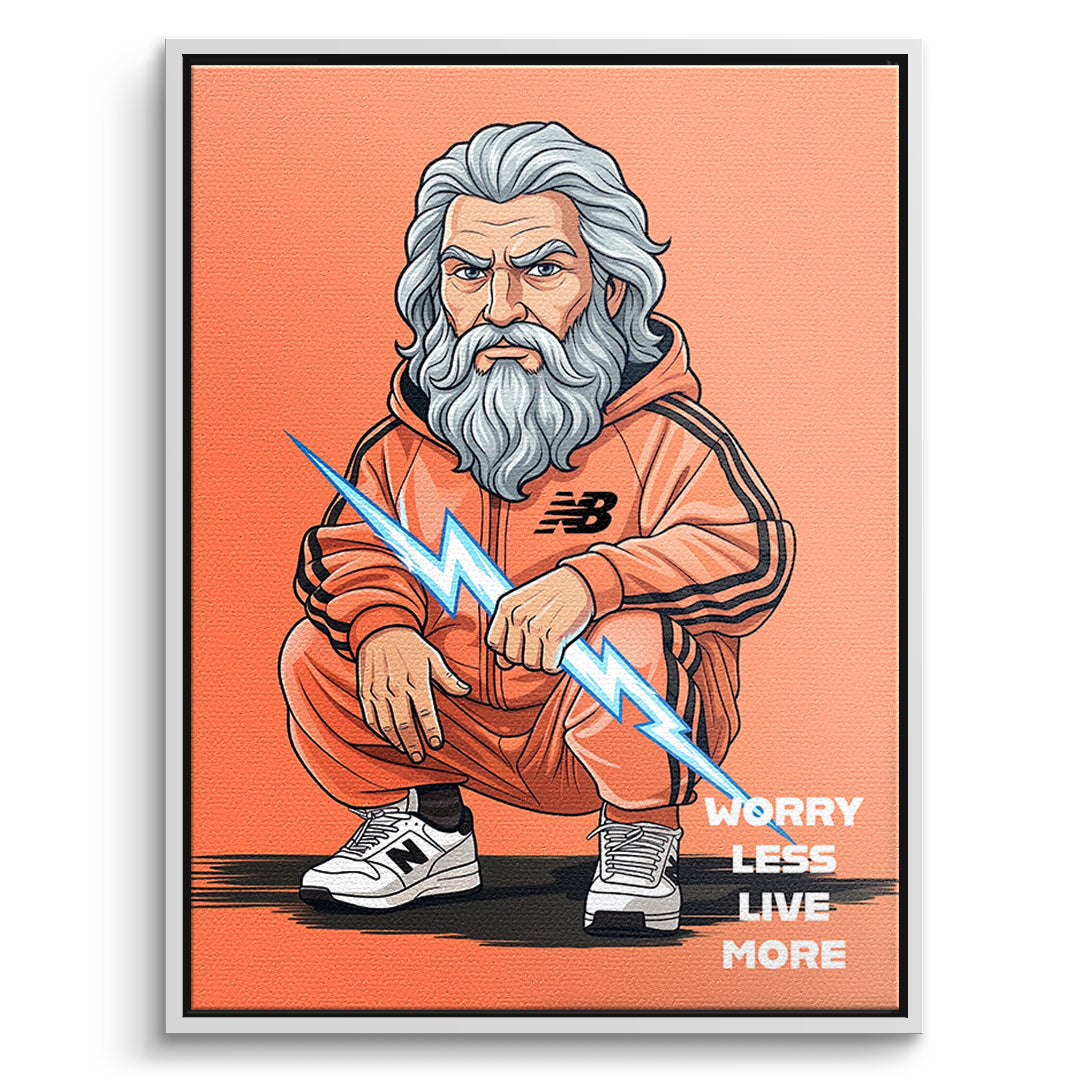 DOTCOMCANVAS Zeus Swag Leinwandbild Vorderansicht weißer Rahmen