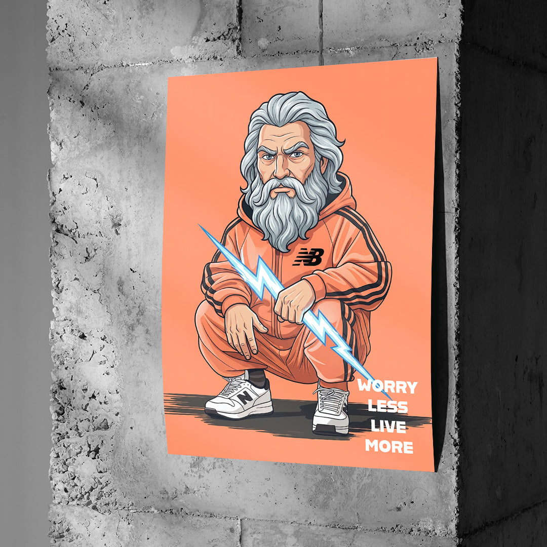 Zeus Swag Poster an Betonwand