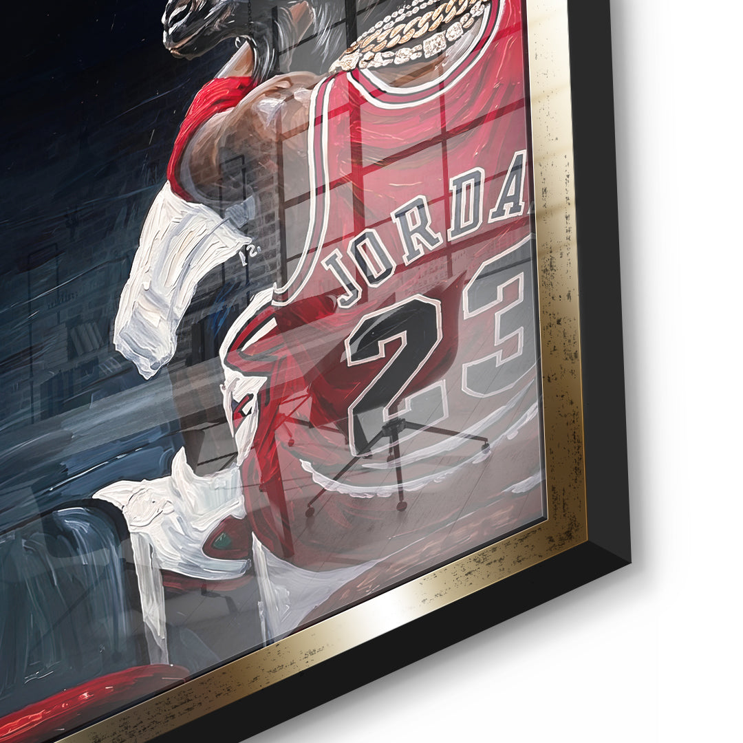 Two GOAT Acrylglas Detailansicht goldener Rahmen
