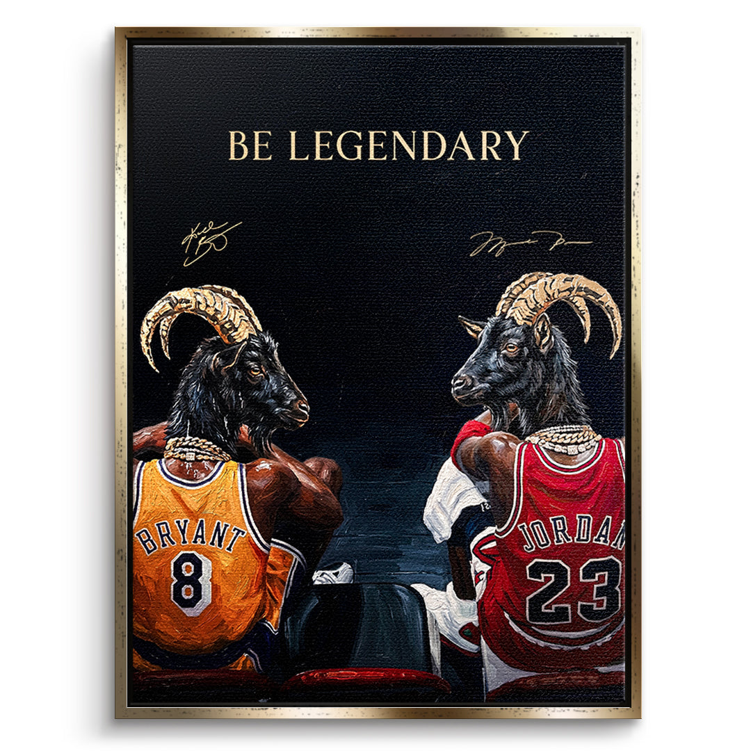 Two GOAT Leinwand Vorderansicht goldener Rahmen