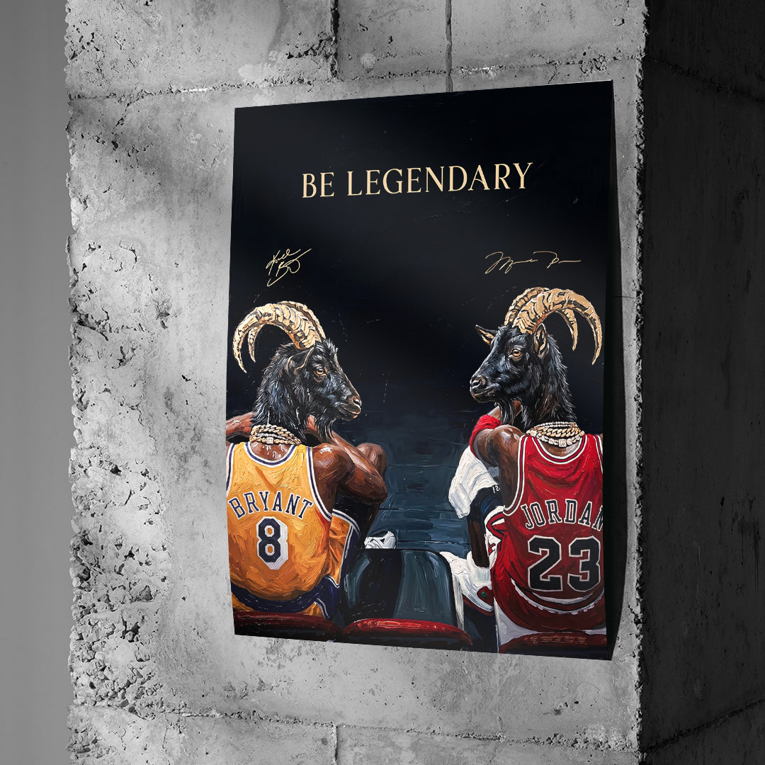 Two GOAT Poster an Betonwand