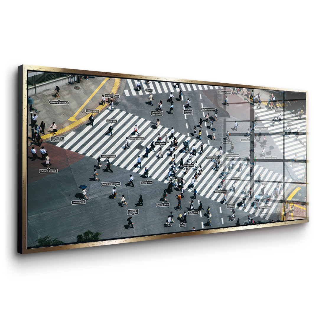 DOTCOMCANVAS Small people thing 2.0 Acrylglasbild Seitenansicht Gold