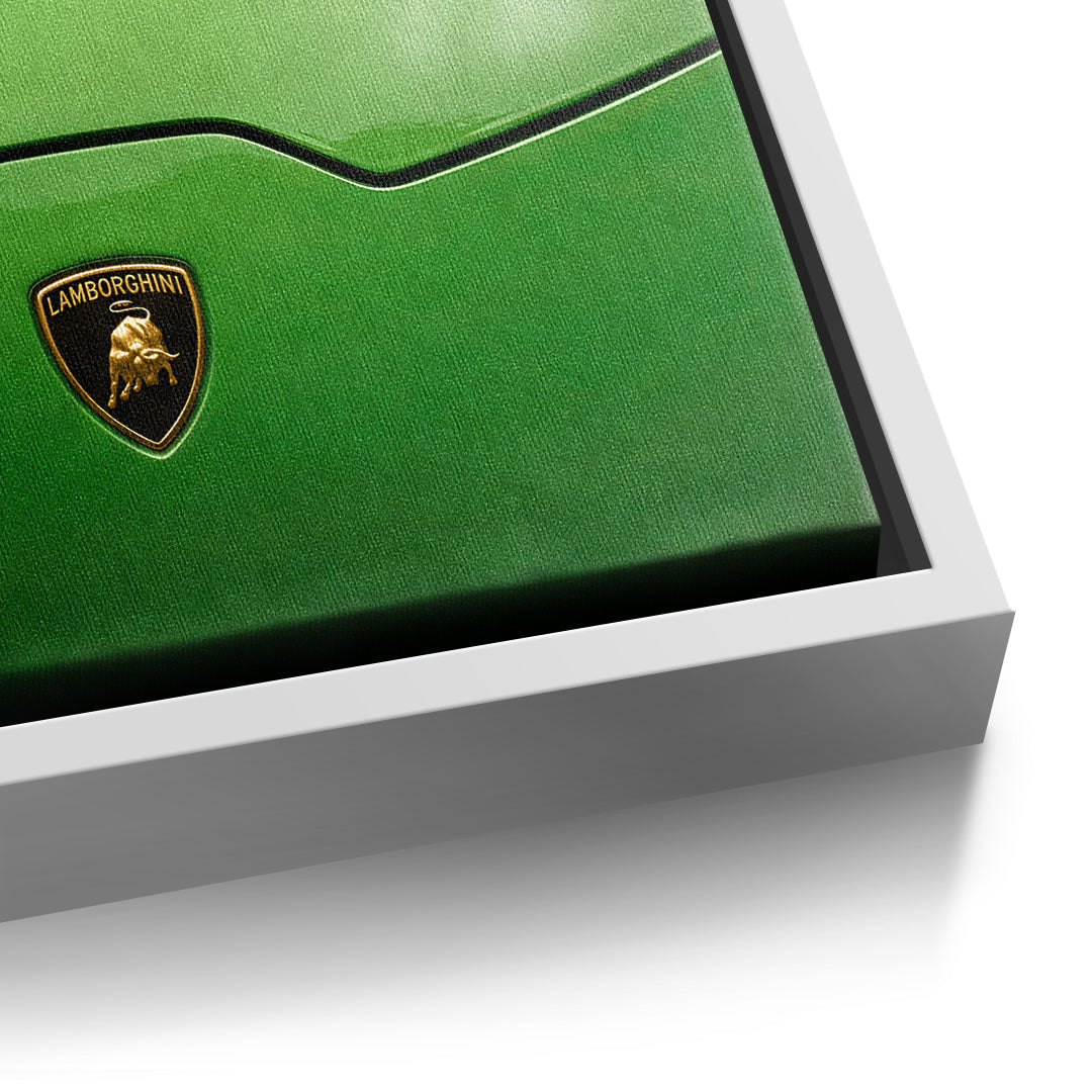 Detailansicht – Golf on the Hood Leinwandbild mit weißem Rahmen