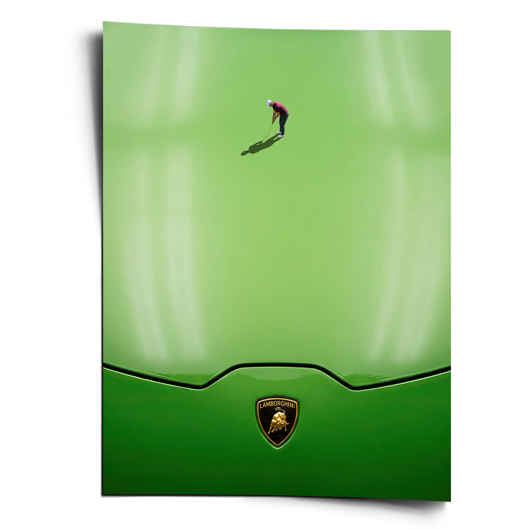 Golf on the Hood – DOTCOMCANVAS® Premium Poster, Hochformat