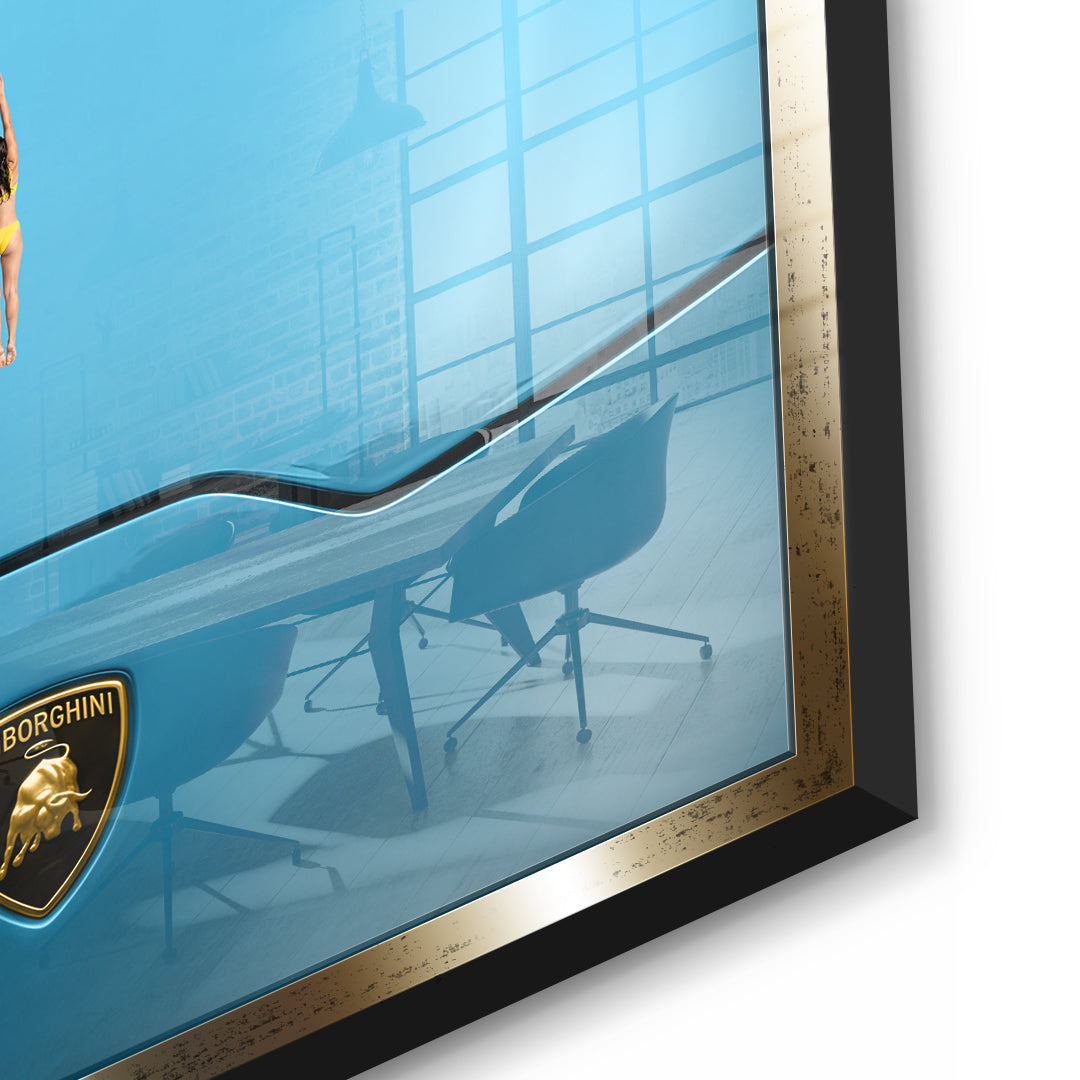 DOTCOMCANVAS Swim on the Hood Acrylglasbild Detailansicht goldener Rahmen