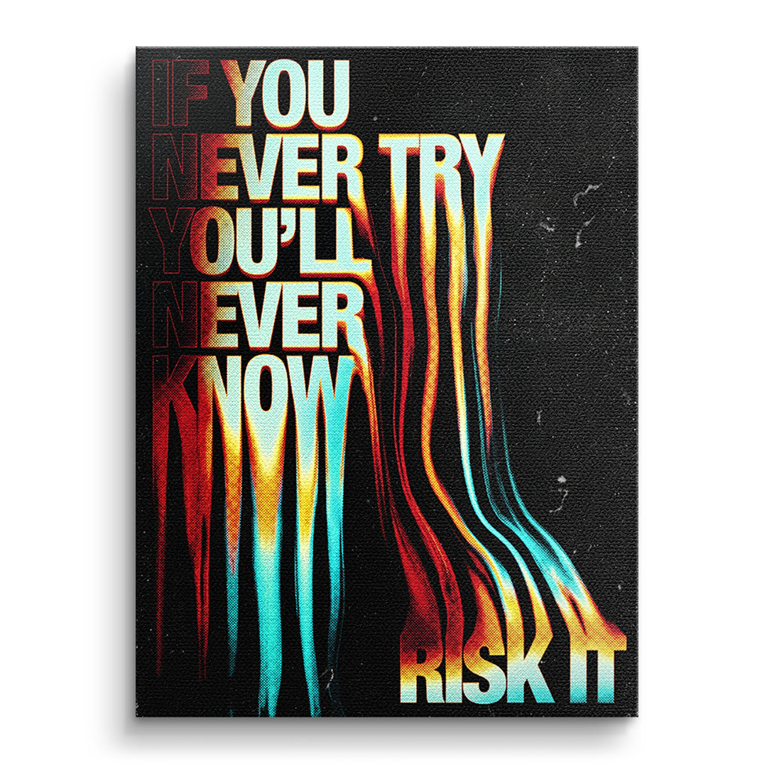 If You Never Try – DOTCOMCANVAS® Premium Leinwandbild ohne Rahmen, Hochformat