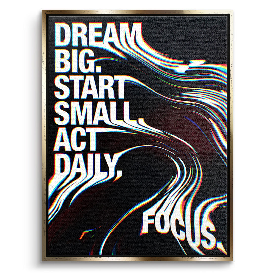 DOTCOMCANVAS Act Daily Leinwandbild Vorderansicht Goldener Rahmen