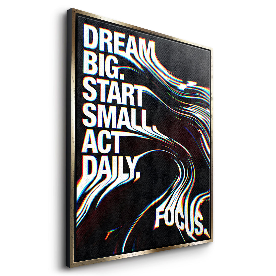 DOTCOMCANVAS Act Daily Leinwandbild Seitenansicht Goldener Rahmen