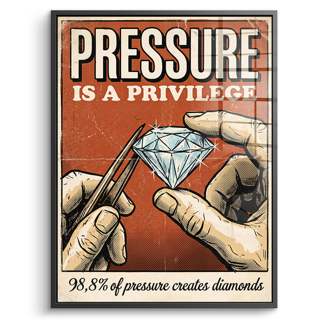 DOTCOMCANVAS Acrylglasbild Pressure Is A Privilege im schwarzen Premium-Rahmen