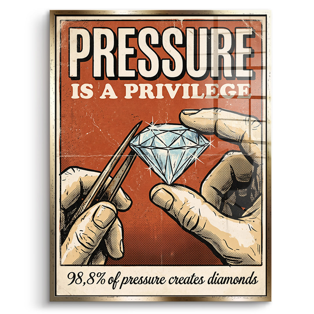 DOTCOMCANVAS Acrylglasbild Pressure Is A Privilege im goldenen Premium-Rahmen
