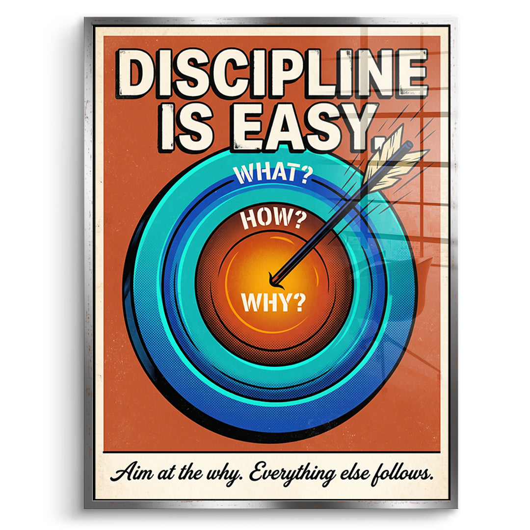 DOTCOMCANVAS Acrylglasbild Discipline Is Easy im silbernen Premium-Rahmen