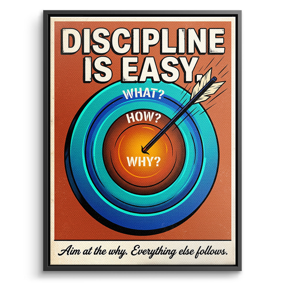DOTCOMCANVAS Leinwandbild Discipline Is Easy im schwarzen Premium-Rahmen