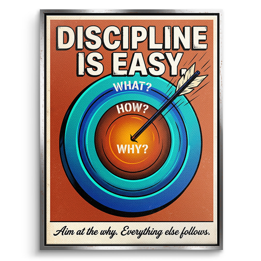 DOTCOMCANVAS Leinwandbild Discipline Is Easy im silbernen Premium-Rahmen