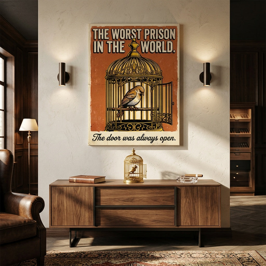 Leinwandbild The Worst Prison In The World an der Wand eines modernen Wohnraums