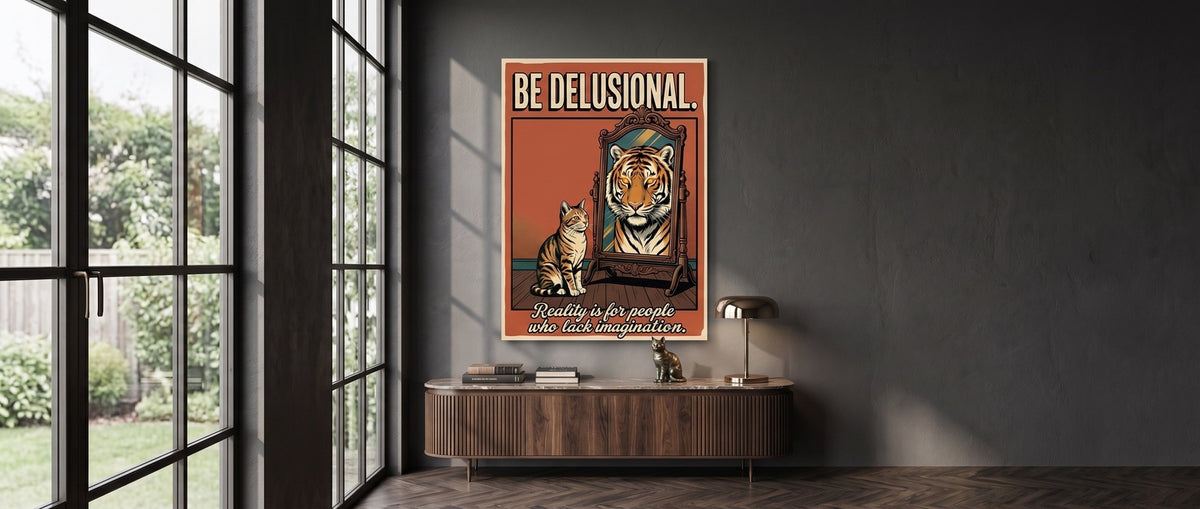 Acrylglasbild Be Delusional Website Banner